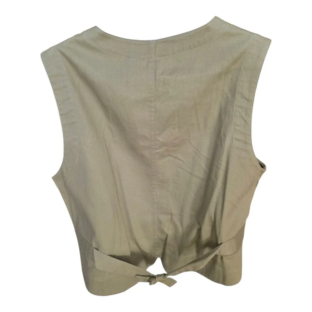 GAP Womens Floral Tapestry Vest Large Button Front V Neck Waist Tie Cottage Y2K‎